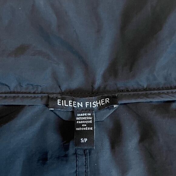 Eileen Fisher Lightweight Cotton Nylon Stand Collar Long Coat Black Sz S - Picture 4 of 8